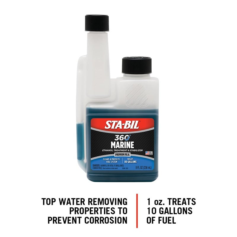 STA-BIL 360 Marine Ethanol Treatment and Fuel Stabilizer - Prevents Corrosion - Helps Clean Fuel System For Improved In-Season Performance - Treats Up To 80 Gallons, 8 fl. oz. (22260) - Image 2